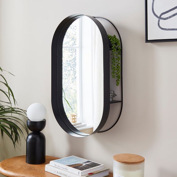 New York Oval Wall Mirror with Shelves