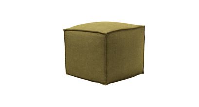 Isaac Small Square Footstool in Mossymere Norfolk Cotton - sofa.com