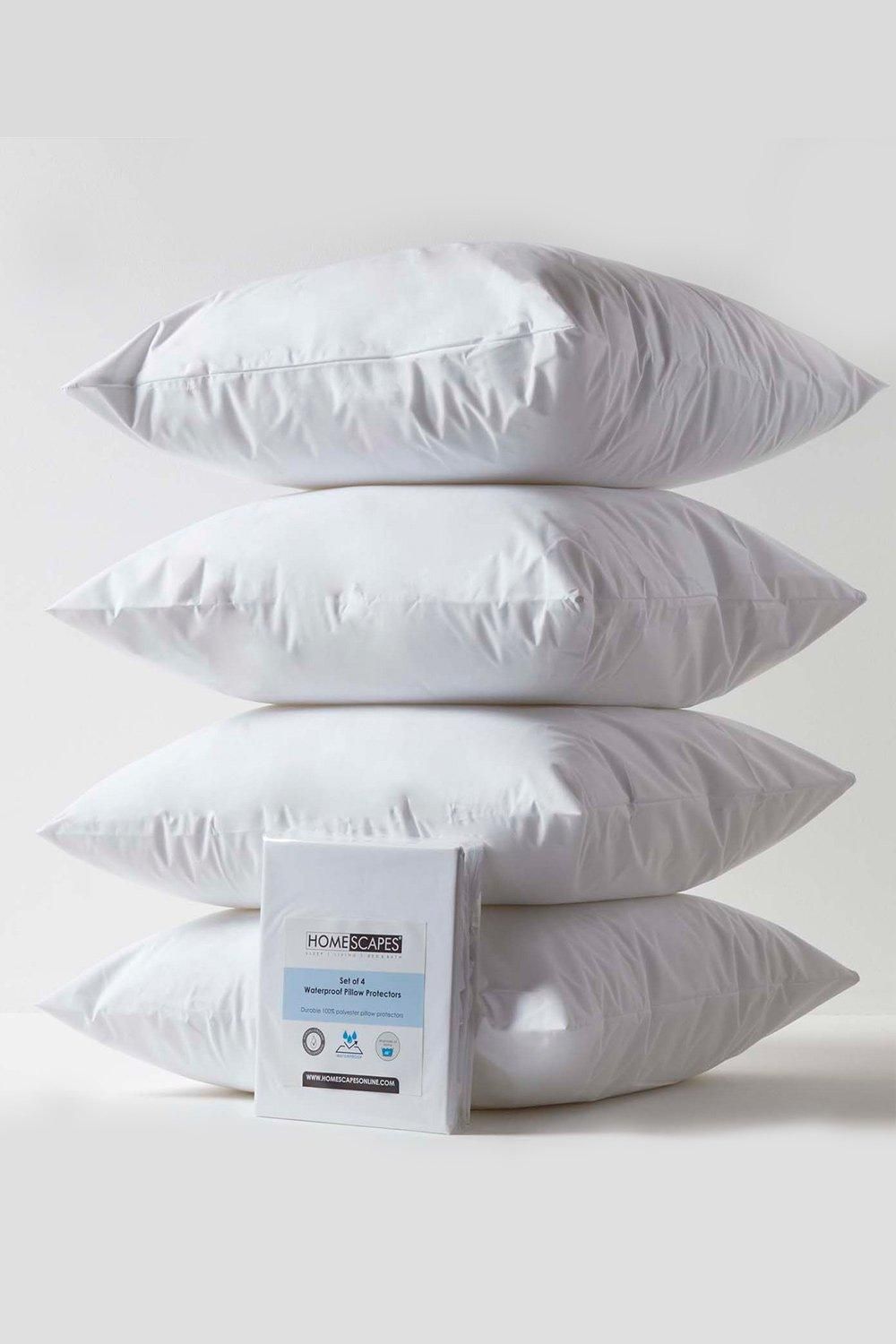 Homescapes Waterproof Pillow Protectors 65 x 65 cm, Pack of 4 in White