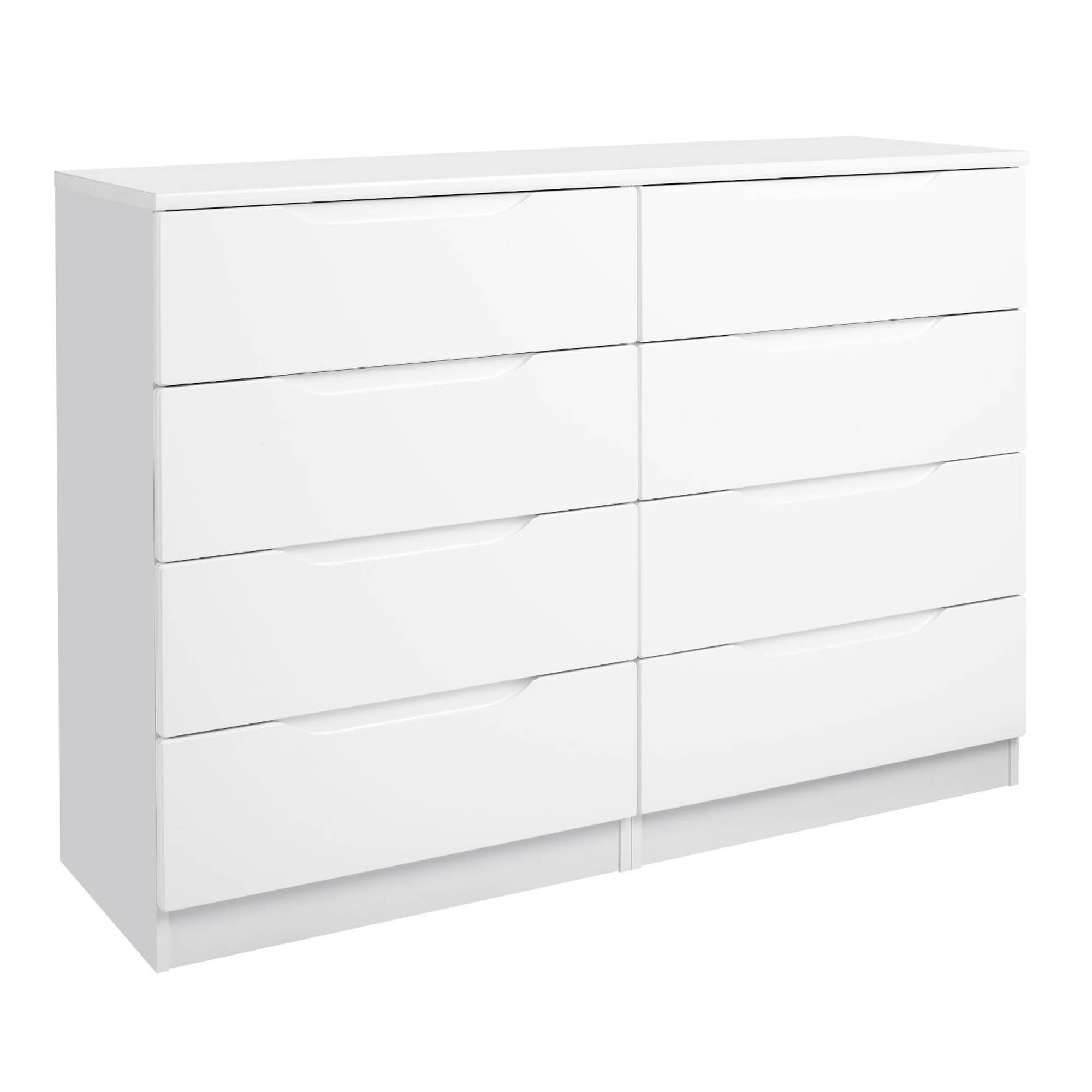 Legato White Gloss 8 Drawer Wide Chest White