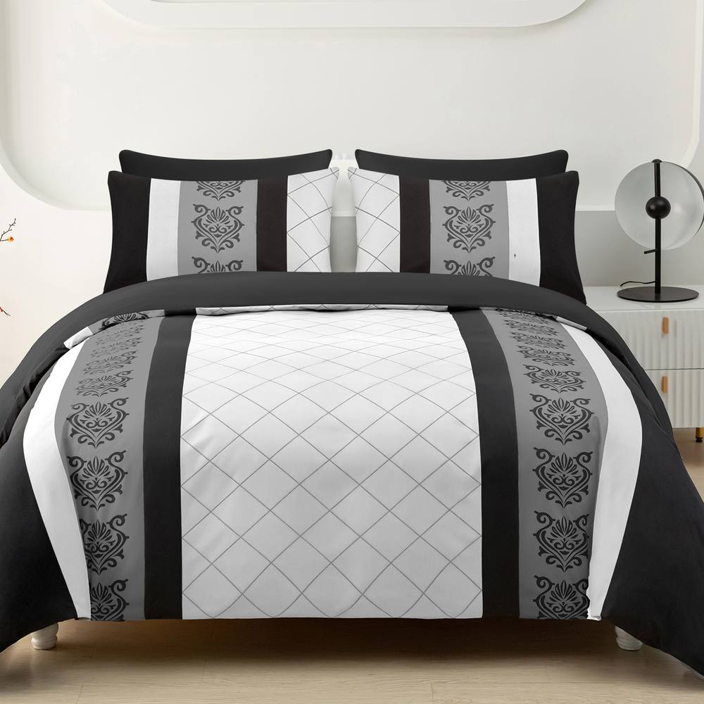 Grace Double Brushed Double Duvet Cover Supersoft with Zipper Closure in Black