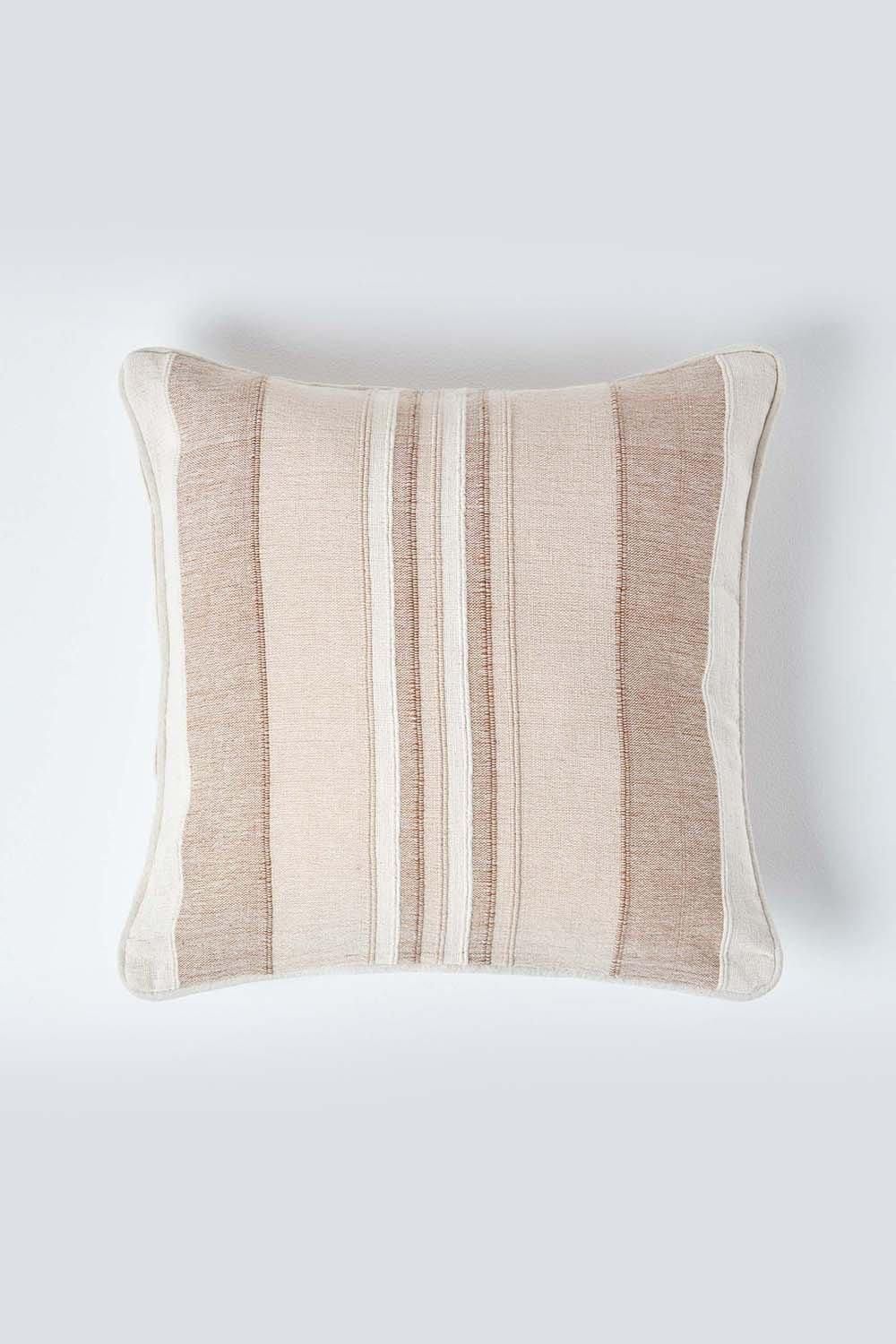 Homescapes Cotton Striped Morocco Cushion Cover in Beige