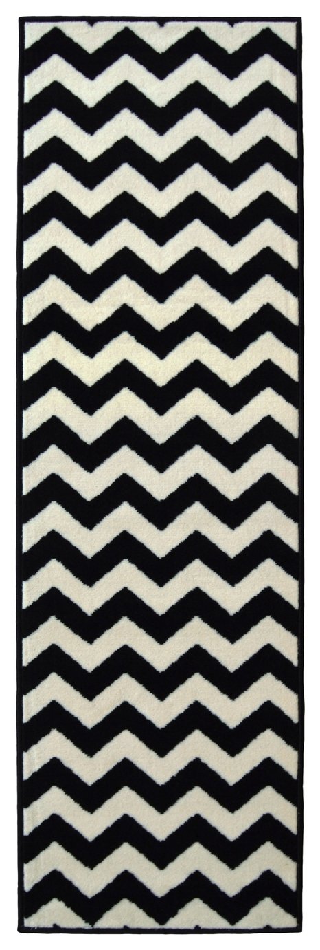 Homemaker Chevron Monochrome Runner - 185x60cm - Black