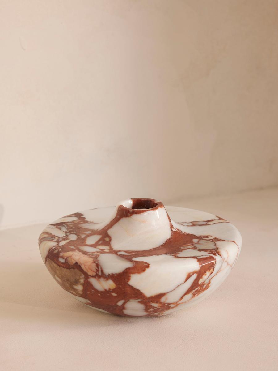 Alma Vase, Red Bulgari Marble
