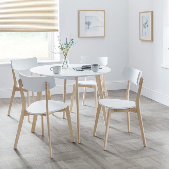 Casa 4 Seater Round Dining Table with 4 Chairs, White