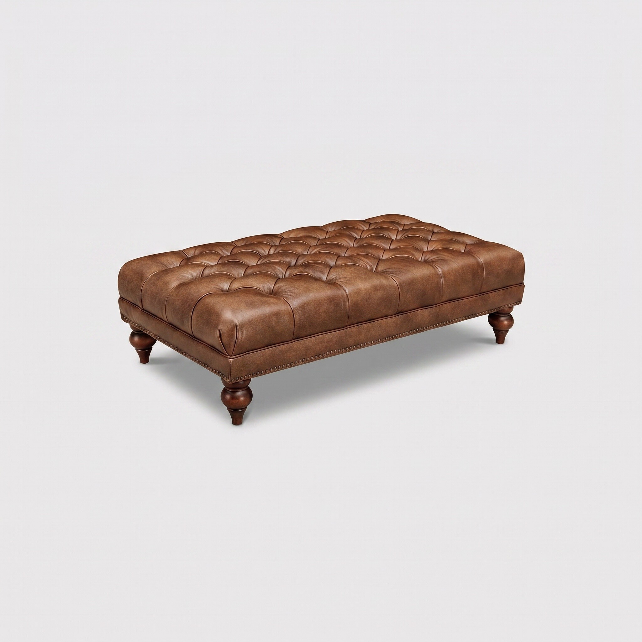 Ullswater Footstool 2034 Dark Rum FL, Brown Leather | Barker & Stonehouse