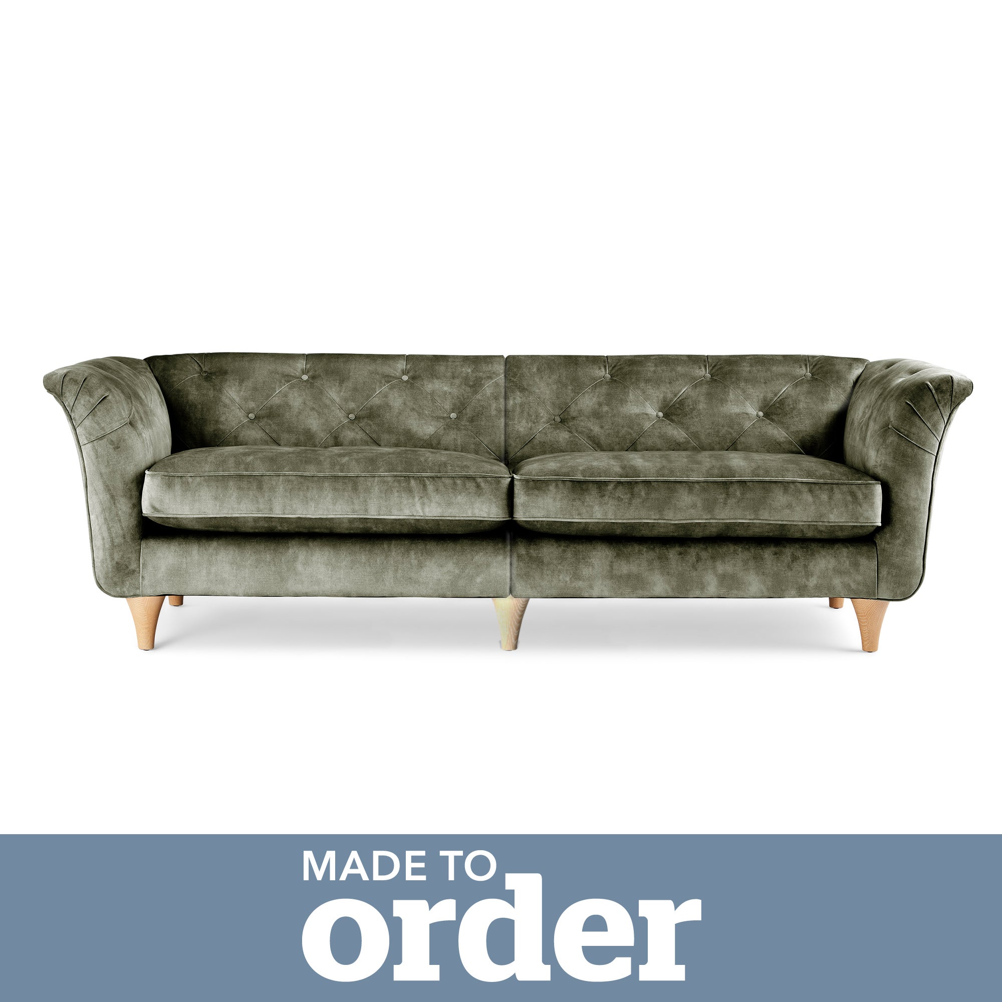 Jaipur 4 Seater Sofa Slub Velvet Green