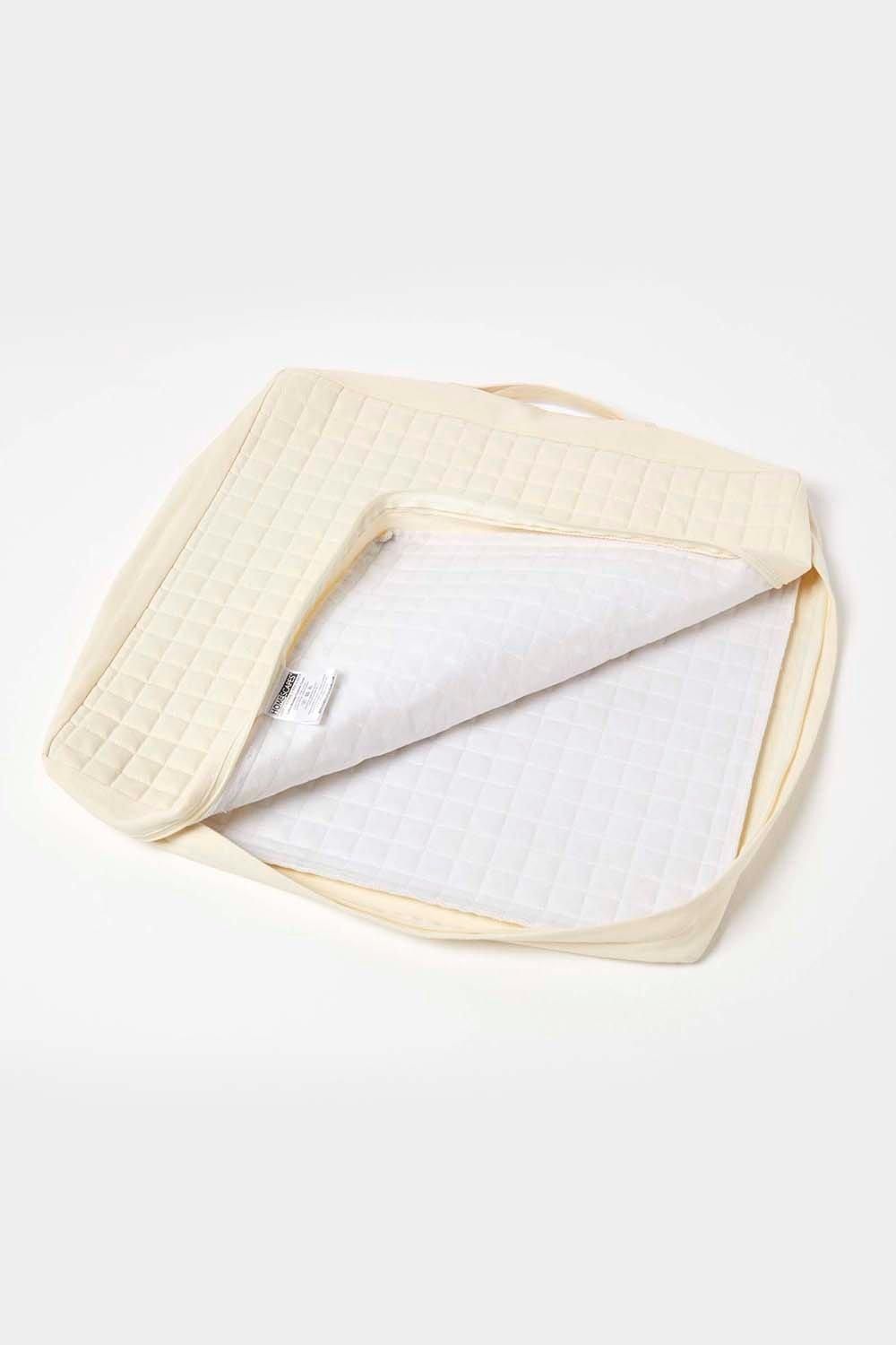 Homescapes Quilted Cotton Armchair Booster Cushion Cover in Cream