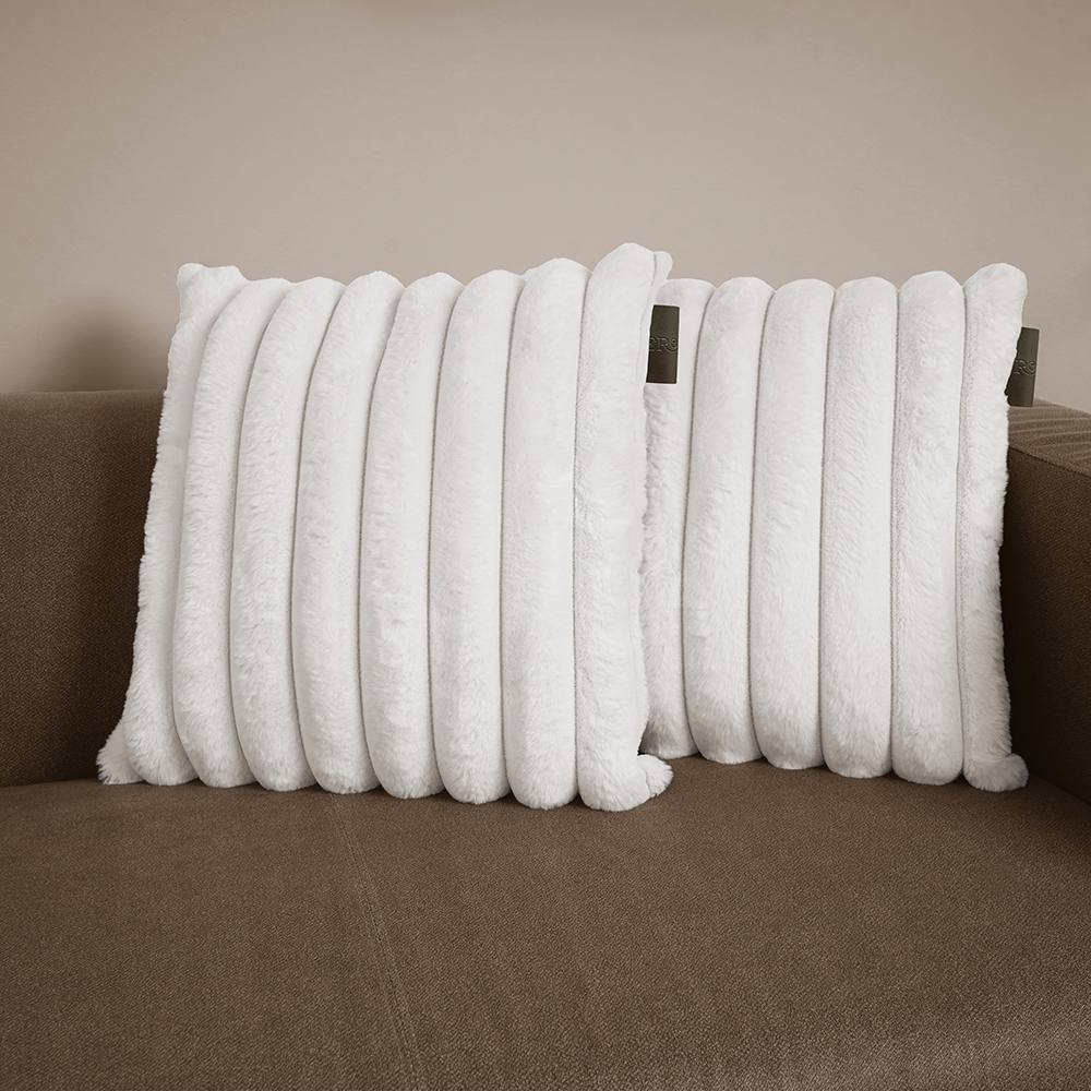 rucomfy Beanbags rucomfy Ribbed Faux Fur 45x45cm Cushion - Luxury Home Decor Pillow in Ivory