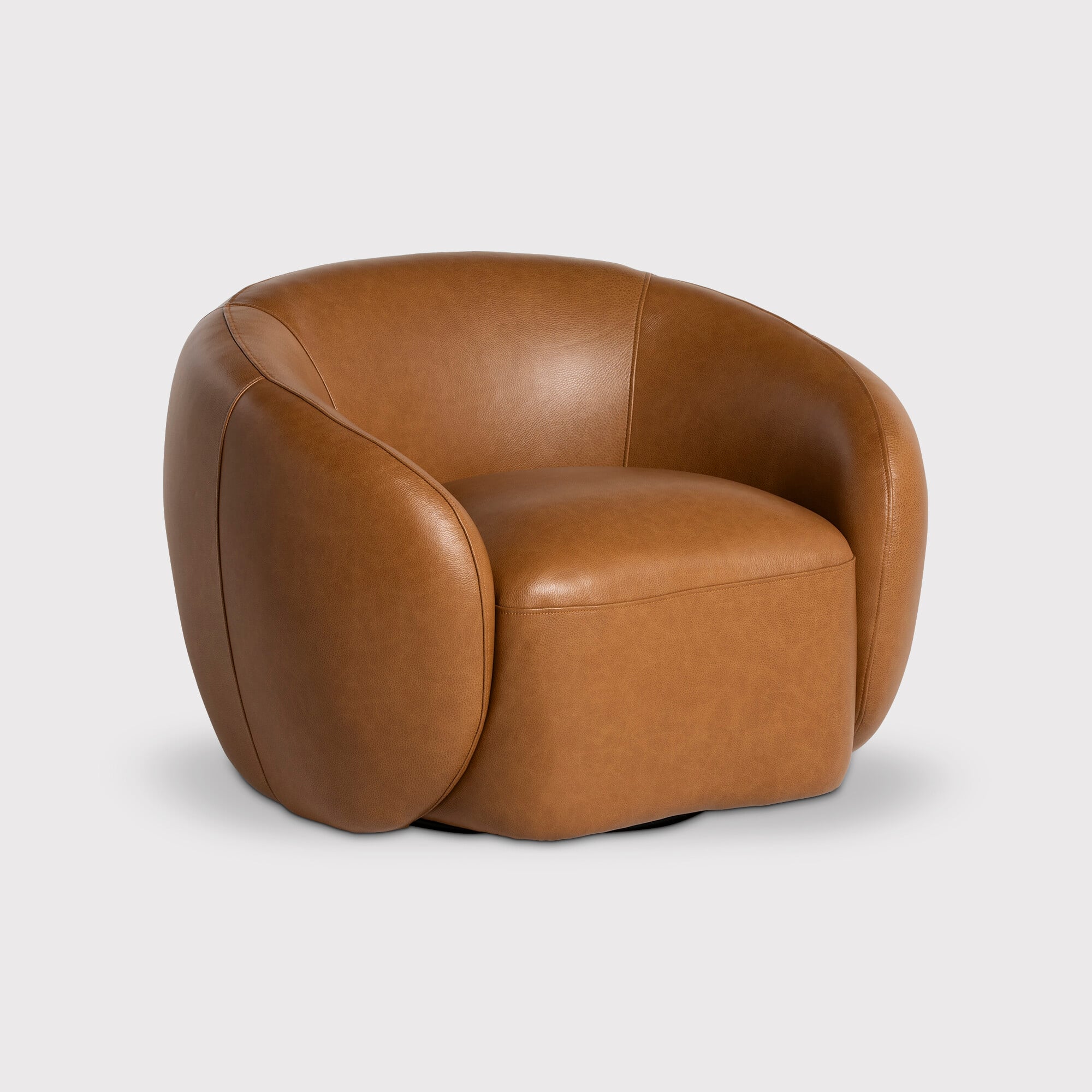 Gardin Swivel Armchair, Brown Leather | Barker & Stonehouse