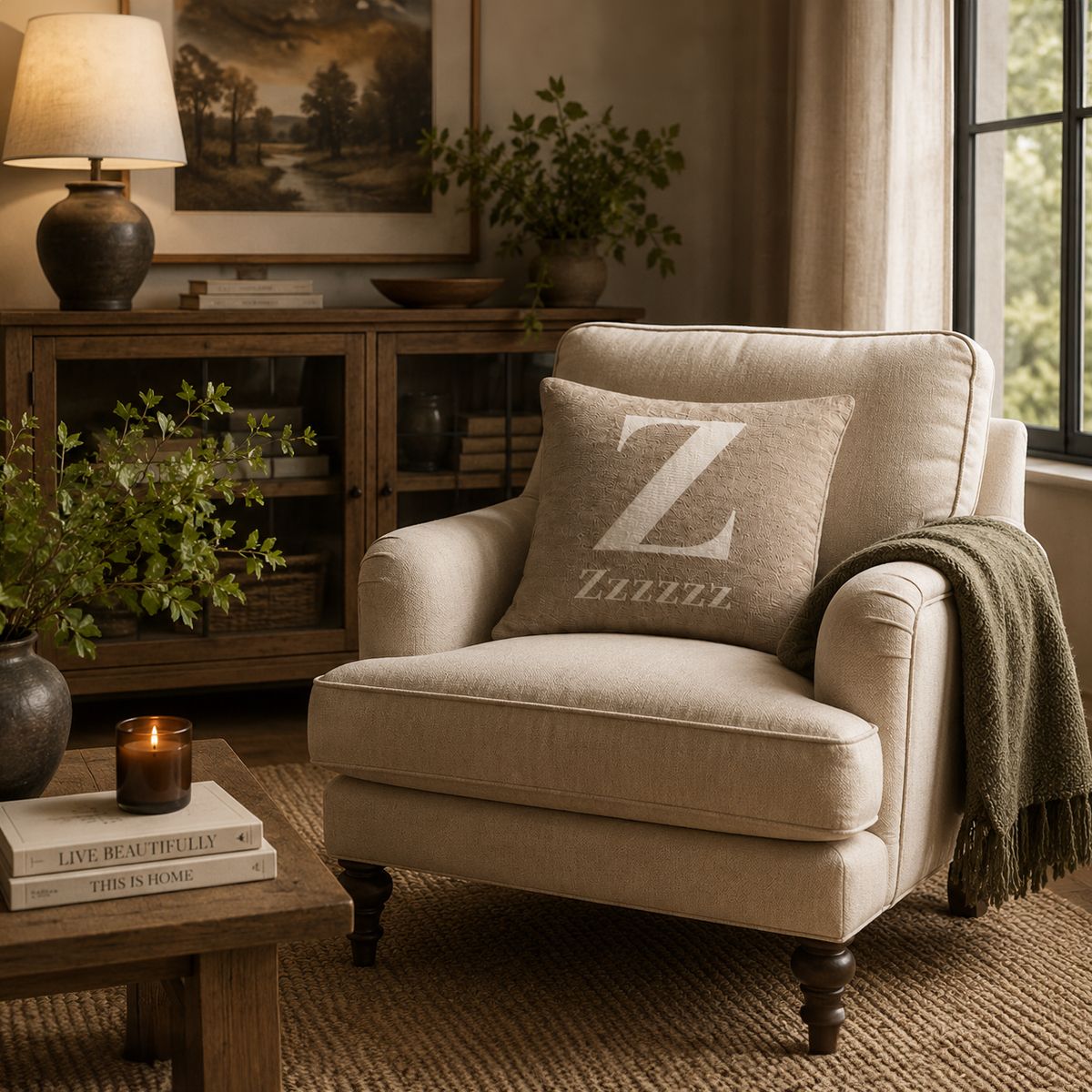 Orsina Zzzzzz Words Cushion in Natural