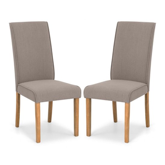 Seville Taupe Linen Fabric Dining Chair In Pair