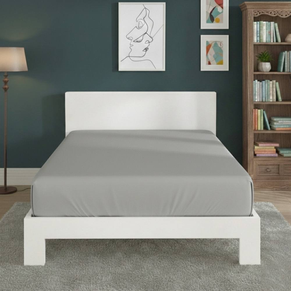 Snug City Polycotton Fitted Sheet Extra Deep 40cm Skirt Easy Care in Silver