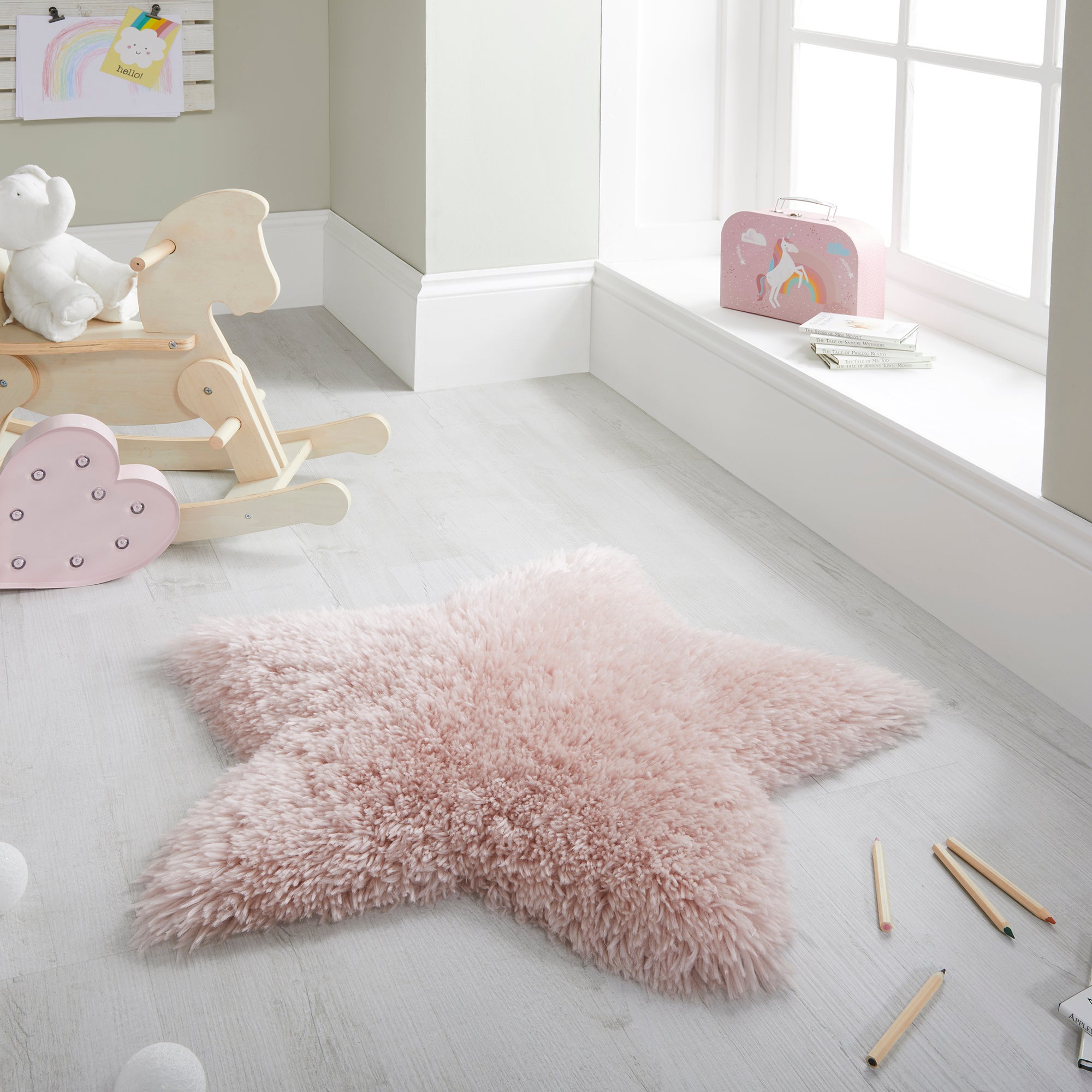 Fluffy Star Rug Blush
