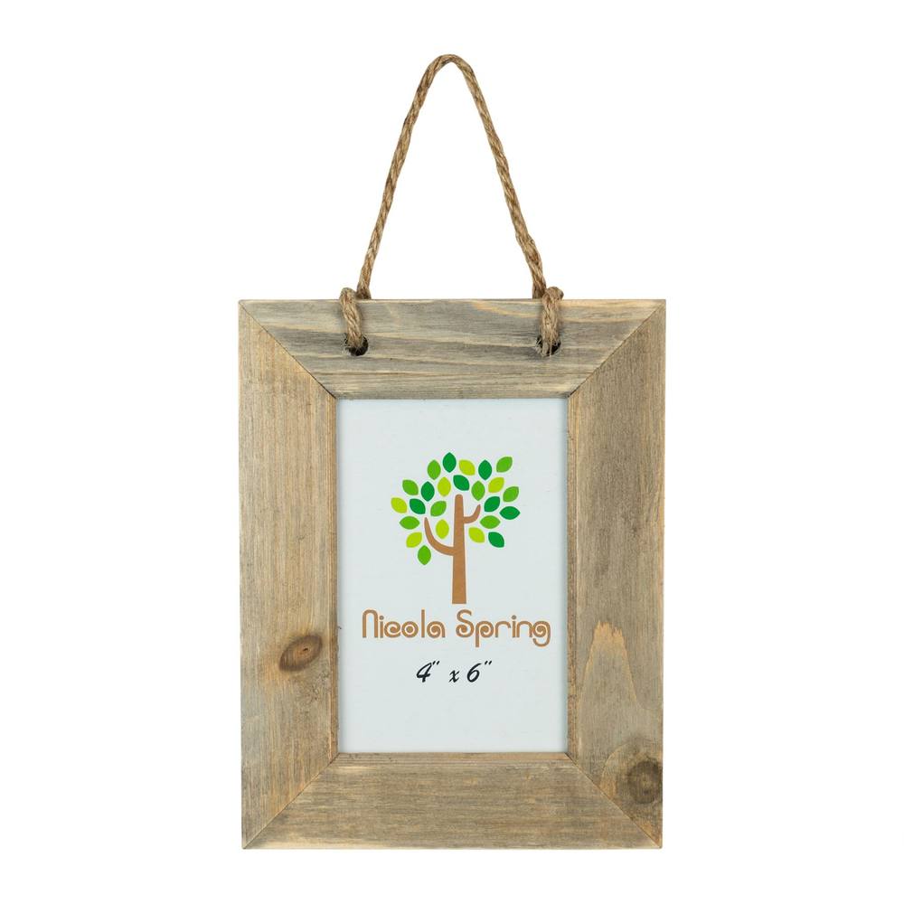 Nicola Spring Rustic Hearts Hanging Photo Frames - 6 x 4" - Natural - Pack of 2 6
