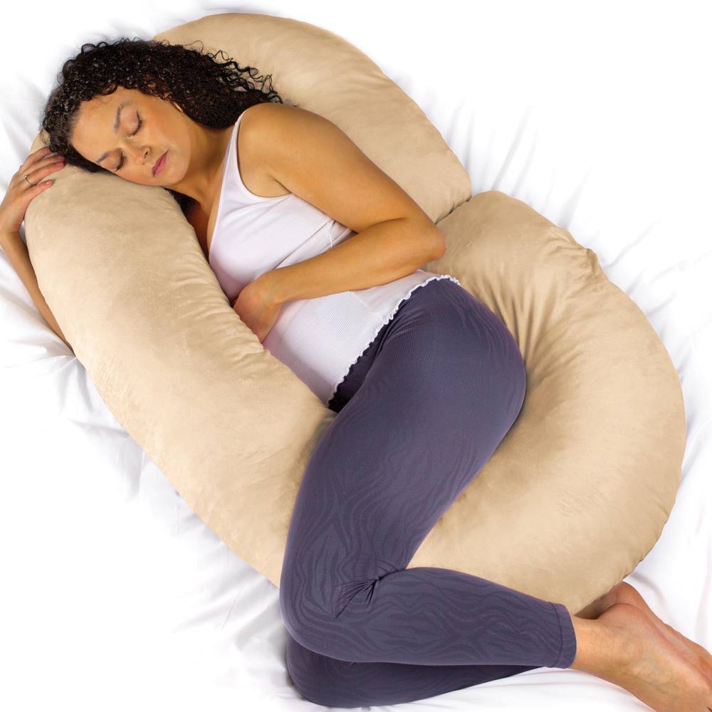 Aamira Cream Pregnancy Maternity Pillow, 140x65x20cm C Shape Memory Foam