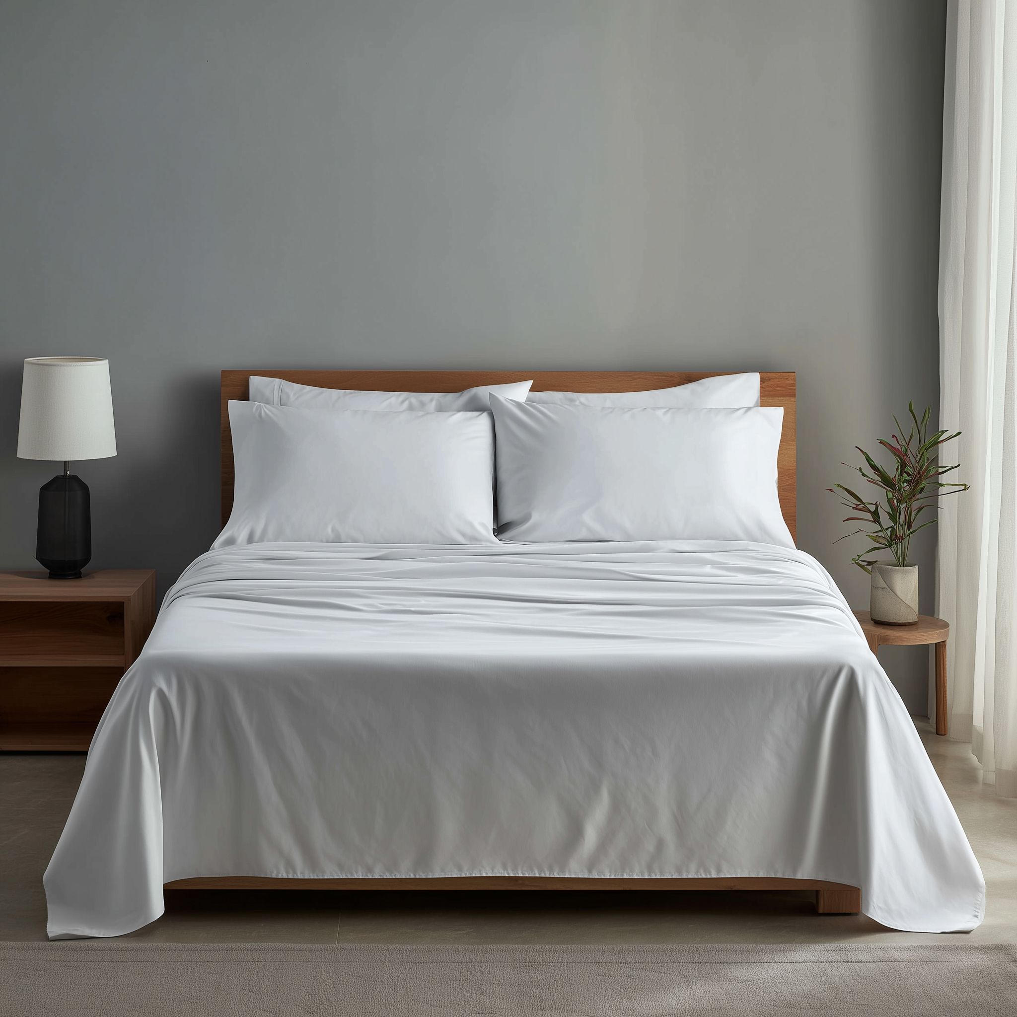 Snug City Luxury 400TC Sateen Soft Touch Hotel Quality Flat Sheet Bed Linen in White