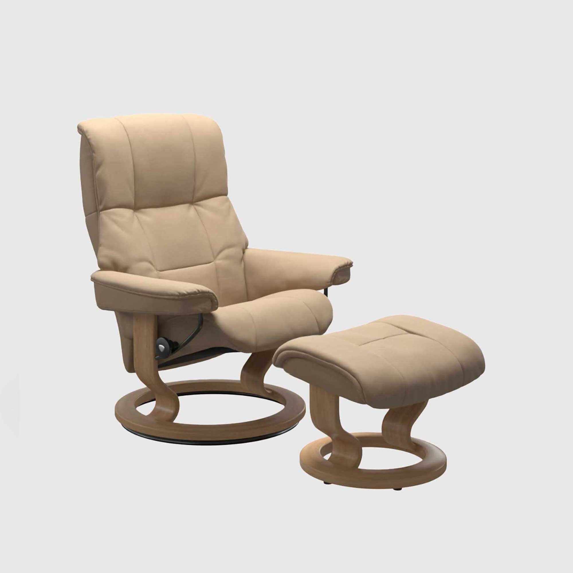 Stressless Mayfair Medium Recliner Chair & Stool, Neutral Leather | Barker & Stonehouse