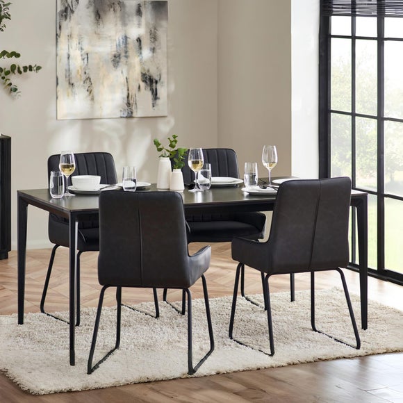 Miami 4 Seater Rectangular Dining Table, Stone