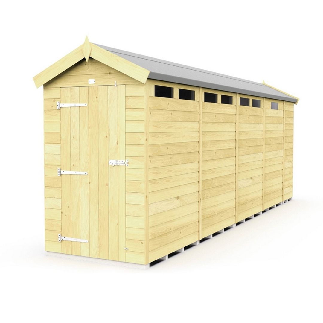 Buttercup Farm 4 x 17 Feet Apex Security Shed - Single Door - L503 x W118 x H217 cm in Brown