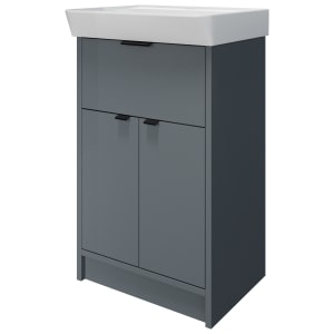 Wickes Nova Monument Grey Freestanding Vanity Unit & Easton Basin - 835 x 500mm