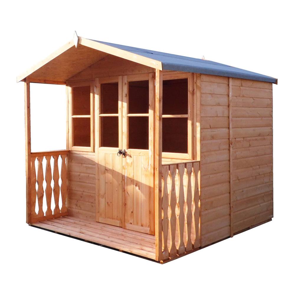 Shires Houghton Shiplap Summerhouse Garden Sun Room Approx 7 x 7 Feet in Light Brown