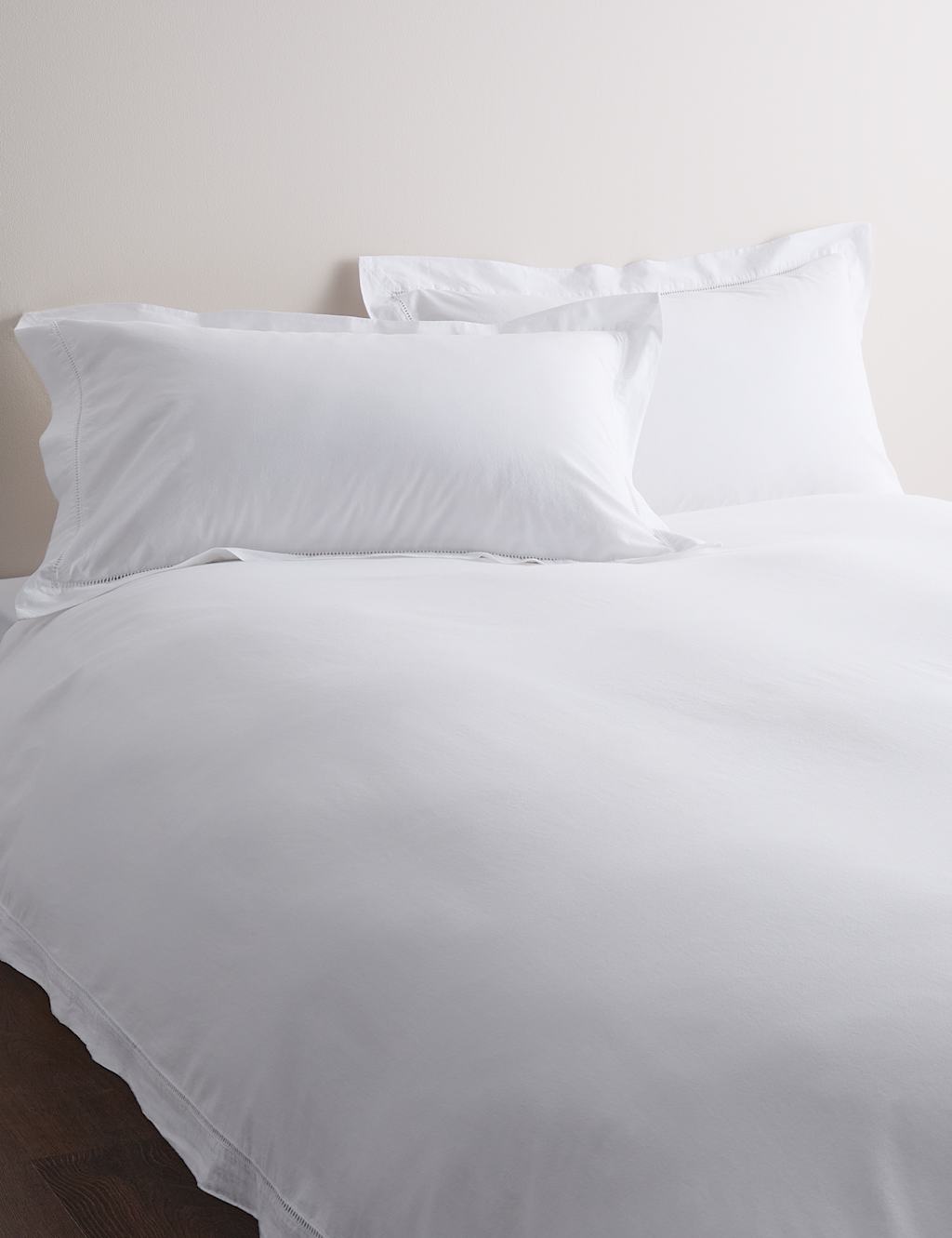 M&S Pure Cotton Ladder Stitch Bedding Set White