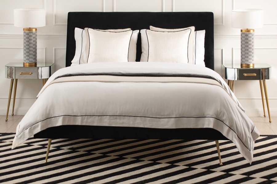 Mason Black Bed - Brushed Gold Legs