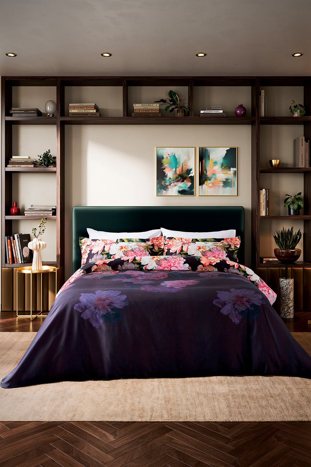 Ted Baker 'Painted Posy' Cotton Duvet Cover Set in Navy