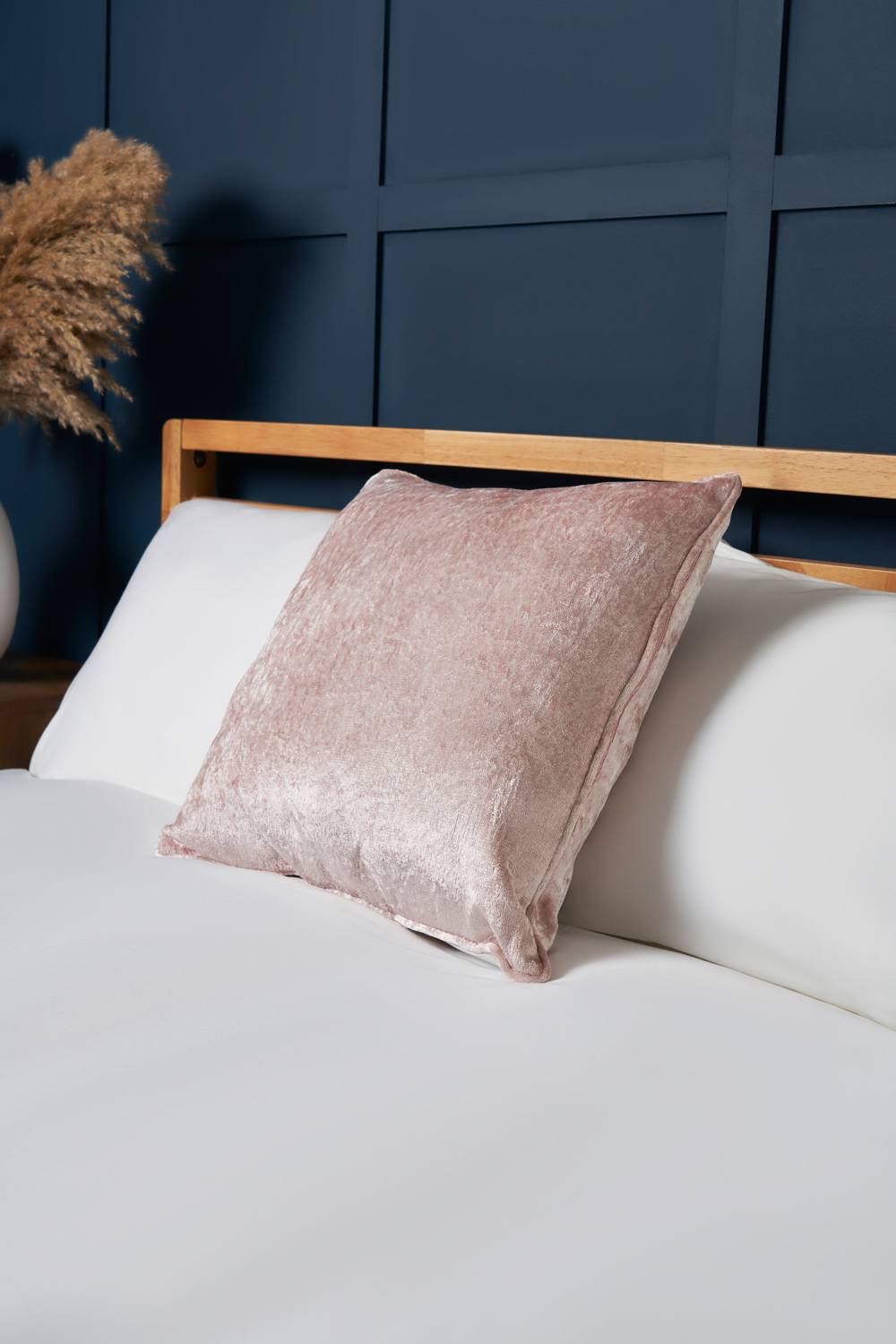 BHS Crushed Velvet Cushion in Pink