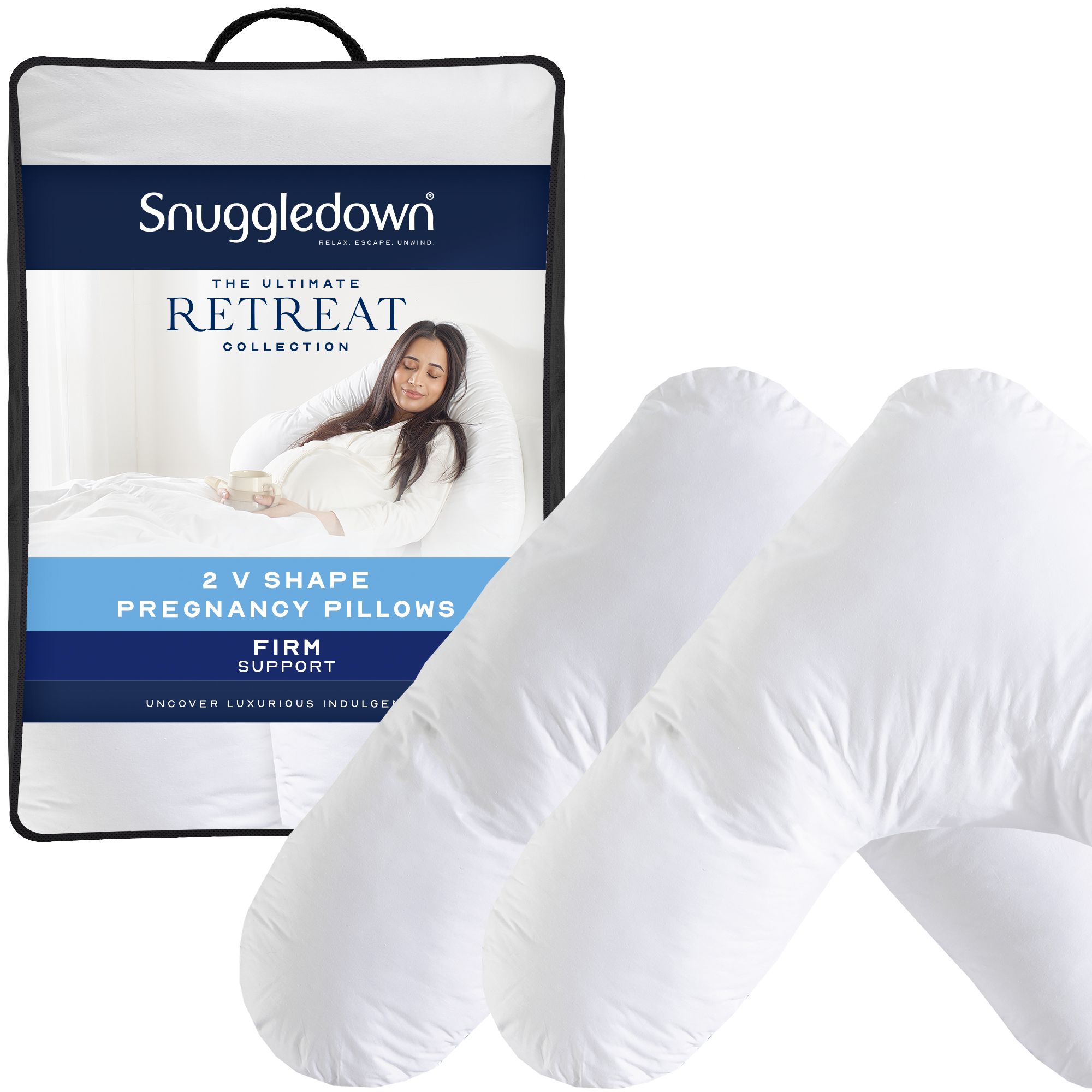 Snuggledown 2 Pack Retreat V Shape Firm Support Pillow in White