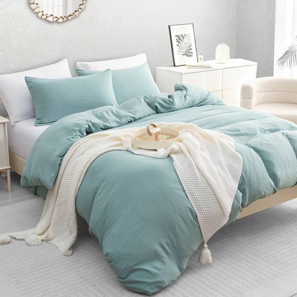 Grace Premium Microfiber Reversible Duvet Cover Set Ultrasoft Bedding in Light Green