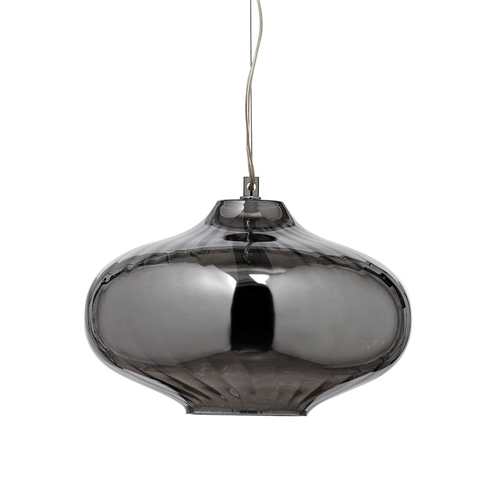 Large Optic Glass Pendant, Smoke