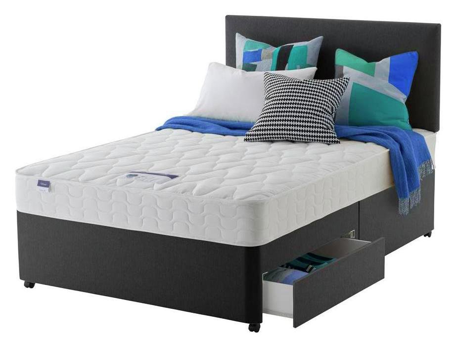 Silentnight Travis Microquilt 2 Drw Charcoal Divan -S Double