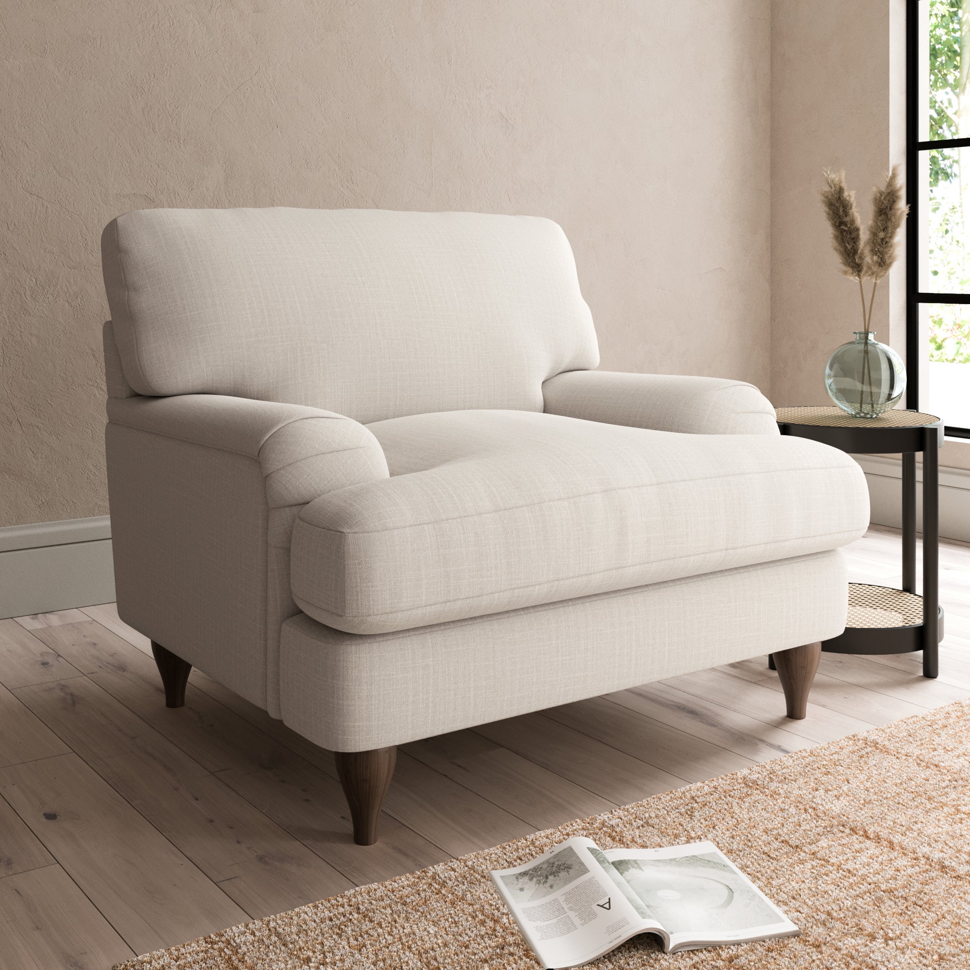 Darwin Slub Cotton Blend Armchair Slub Cotton Sandstone