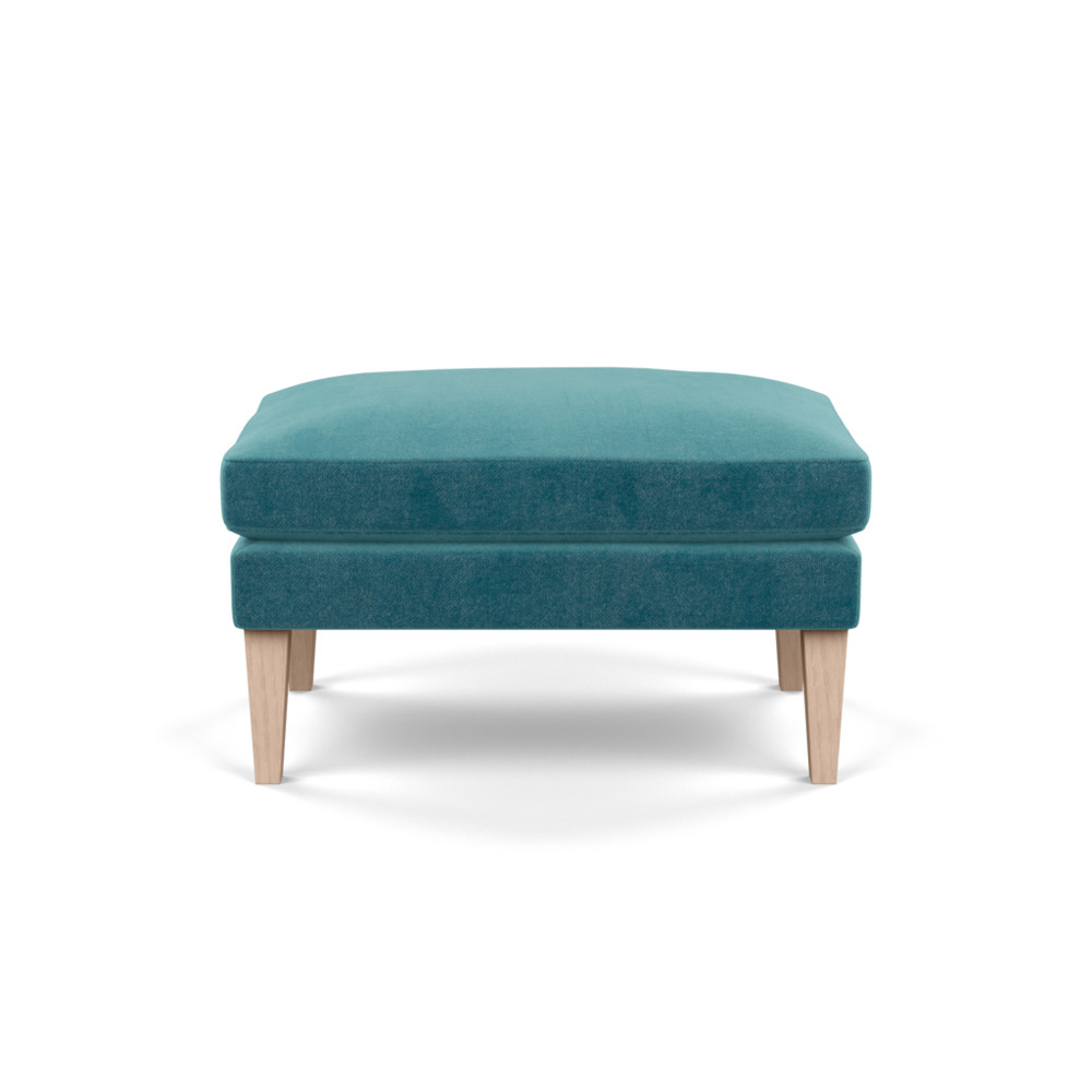 Heal's Wallis Ottoman Smart Luxe Velvet Airforce Blue Natural Ash Feet