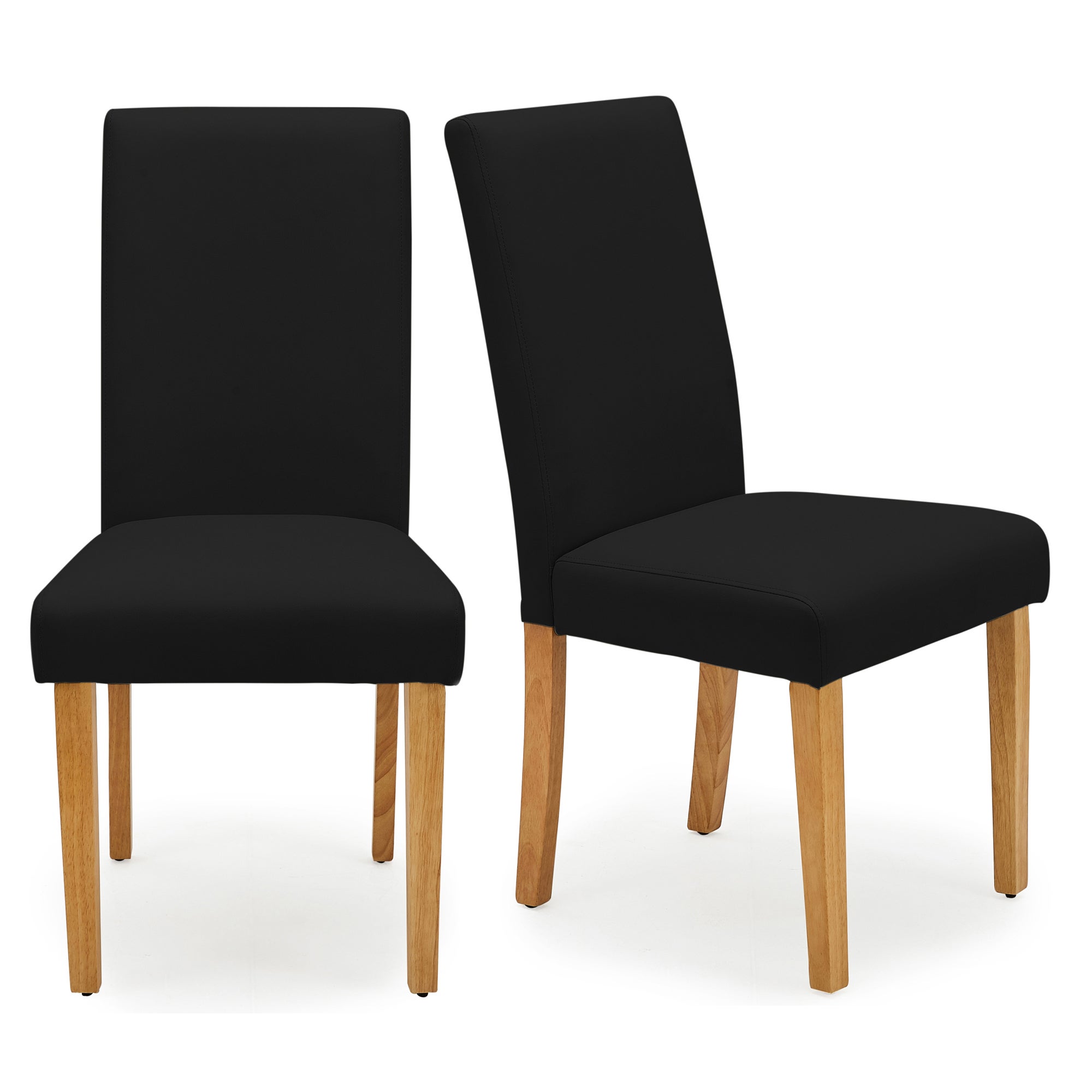 Hugo Set of 2 Dining Chairs Black PU Leather Black