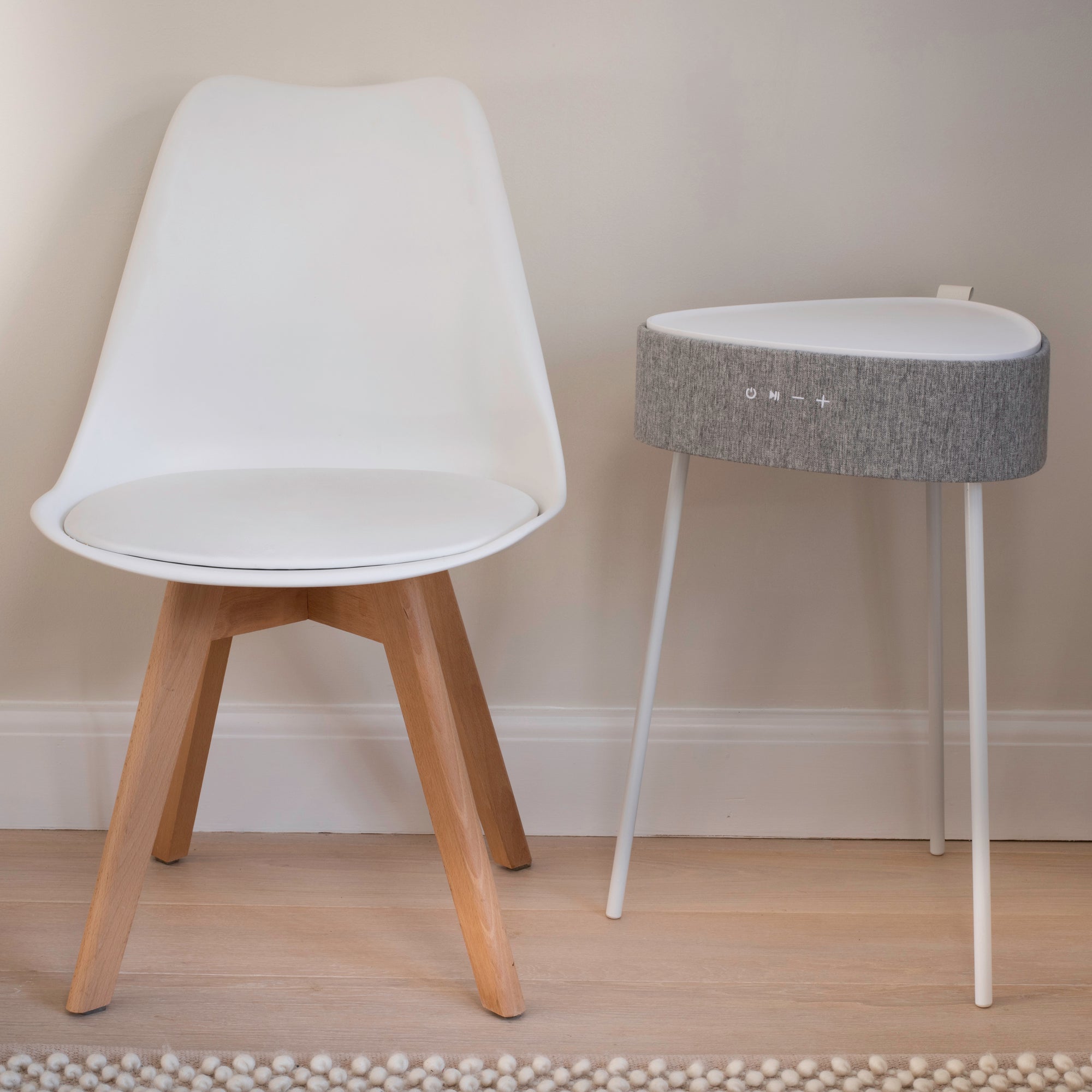 Riva Smart Side Table White and Brown