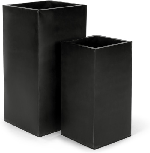Razan Set Of Two Tall Galvanized Square Planters, Black