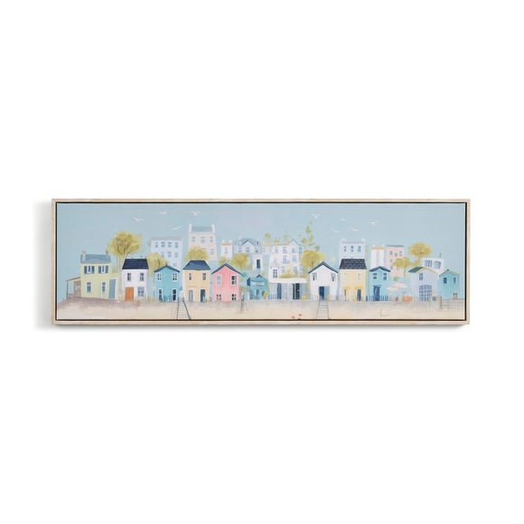 Seaside Beach Hut Landscape Framed Canvas 3