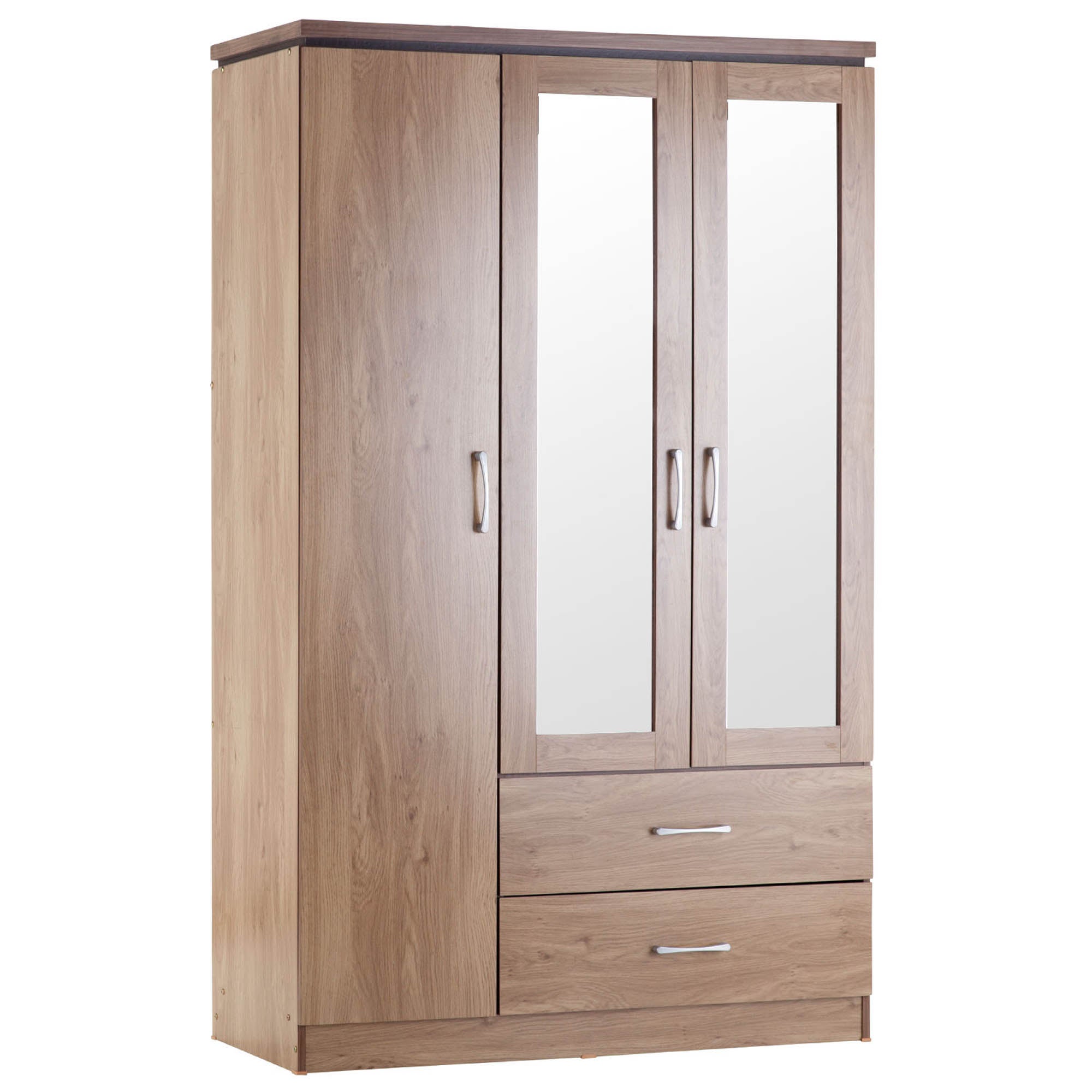 Charles 3 Door Mirrored Wardrobe Natural