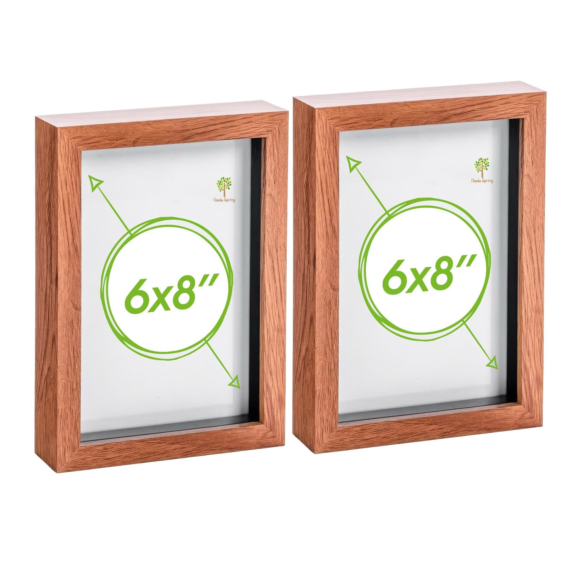 Nicola Spring 3D Box Photo Frames - A5 (6 x 8") - Pack of 2 in Dark Brown