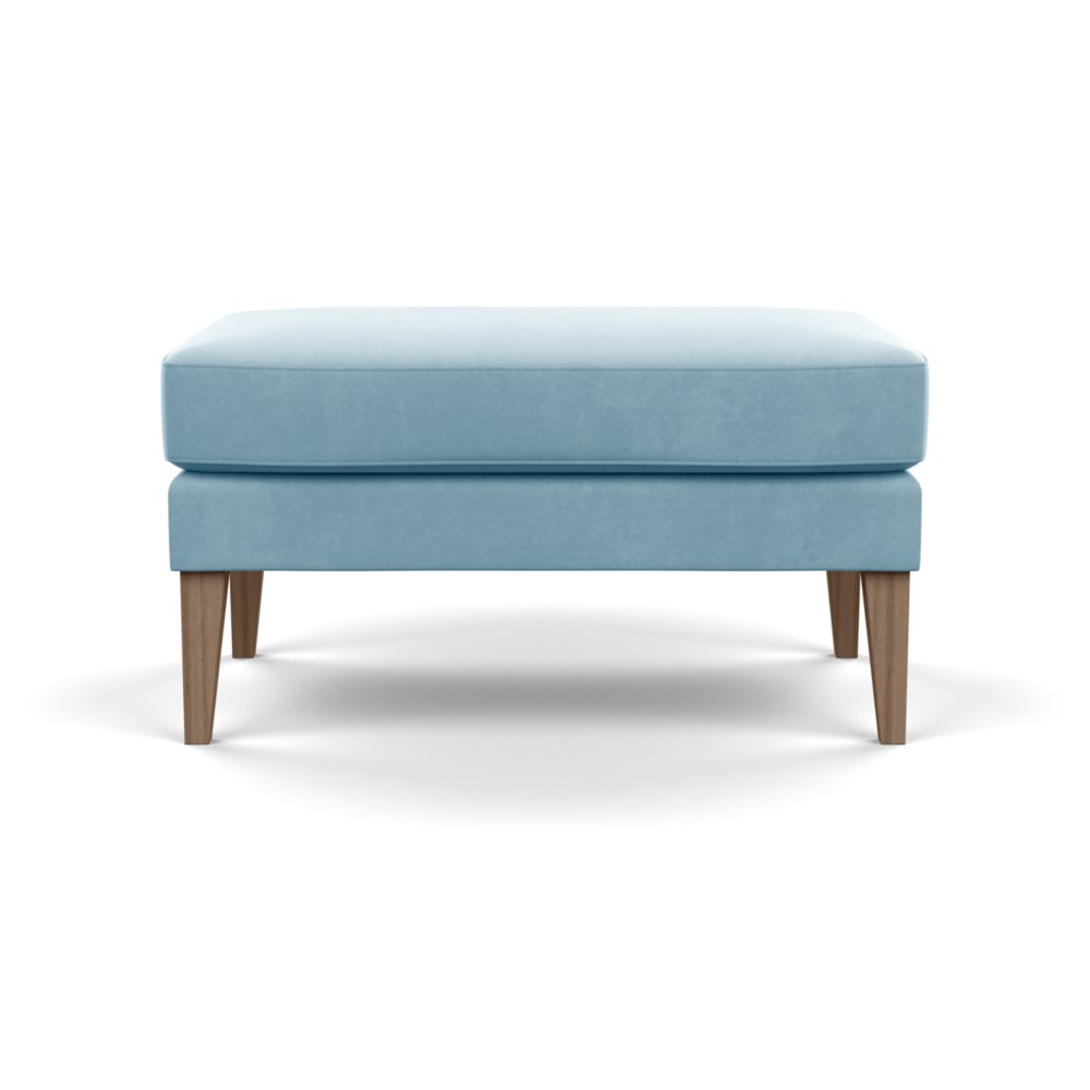Heal's Richmond Ottoman Varese Velvet Sky Walnut Feet