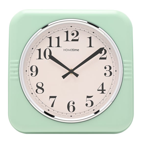 Hometime Retro Square Metal Wall Clock