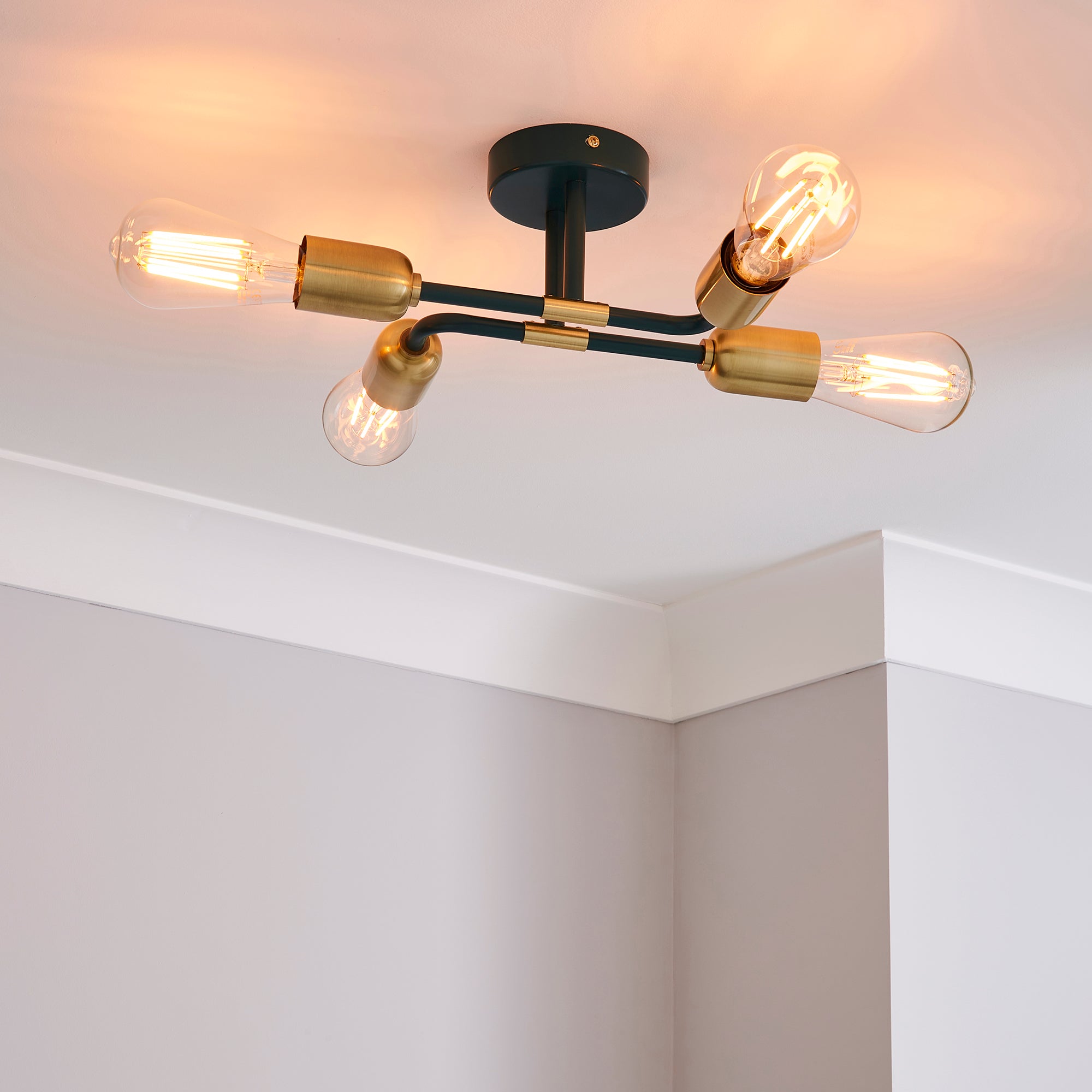 Kacy Flush Ceiling Fitting Peacock