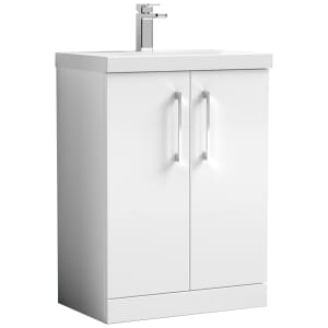 Nuie Arno White 2 Door Vanity Unit & Basin - 840 x 610mm