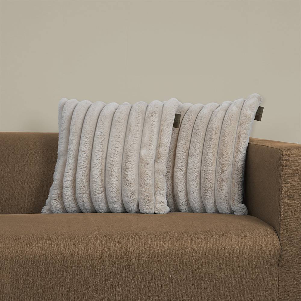 rucomfy Beanbags rucomfy Ribbed Faux Fur 45x45cm Cushion - Luxury Home Decor Pillow in Cream