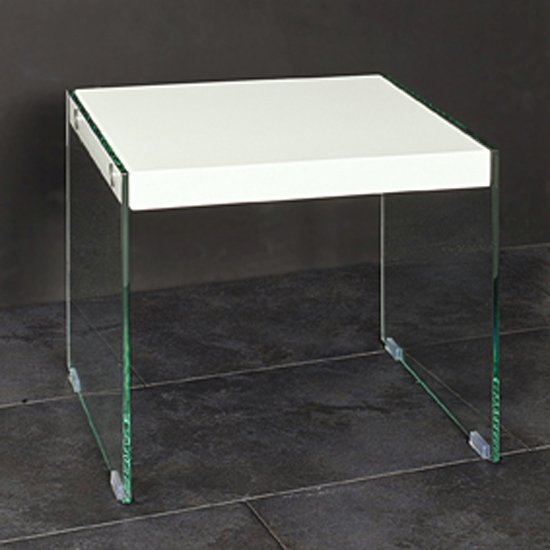 Olymp High Gloss Top Side Table With Glass Legs