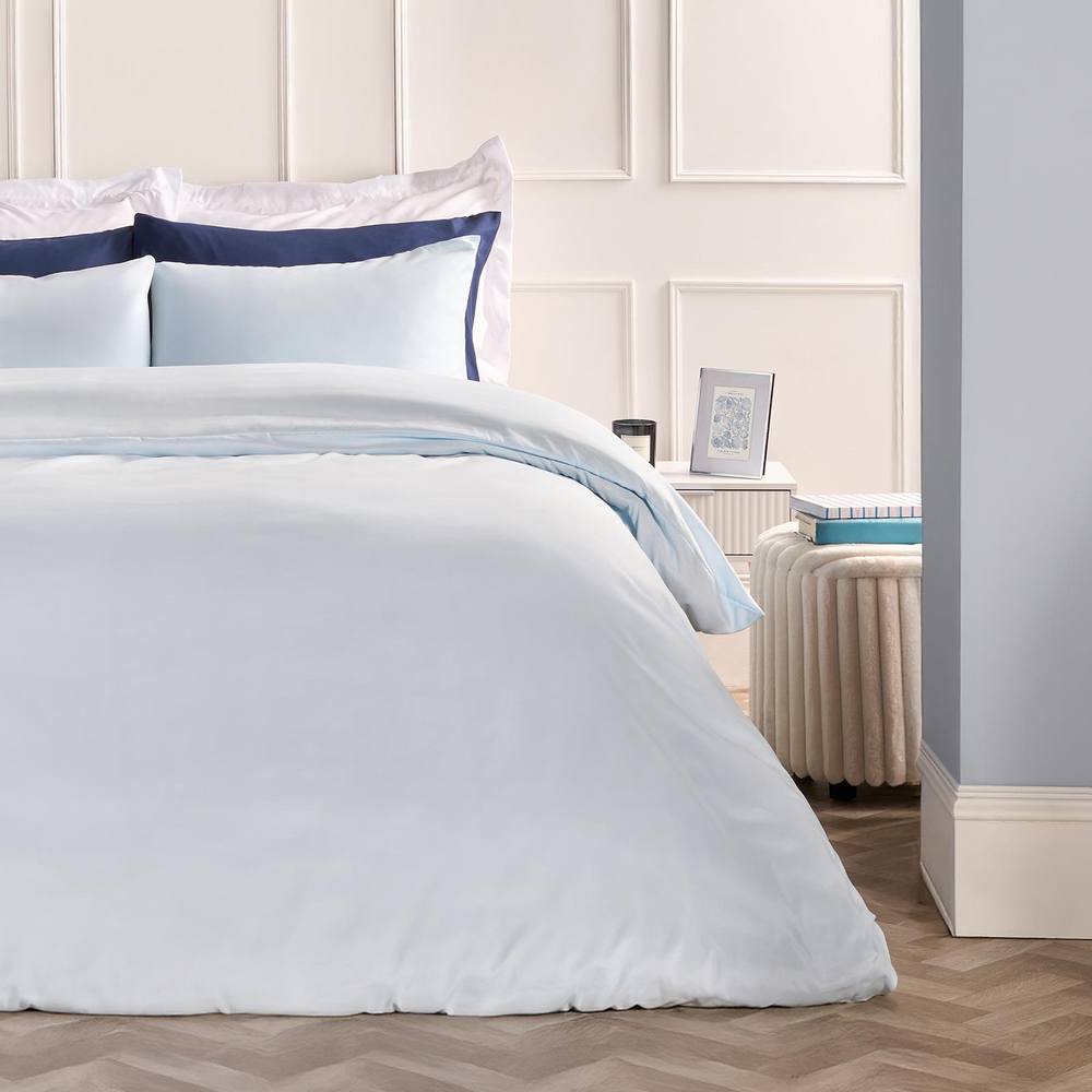 OHS Plain Dyed Duvet Cover with Pillowcase Bedding Set in Light Blue