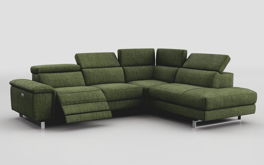 Green Fabric Viserba 3 Corner 2 with Left Hand Facing Power Recliner, Right Hand Facing Chaise & Manual Head Tilt
